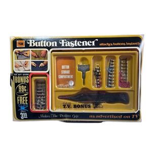 Vintage 1972 Picam Button Fastener As Advertised on TV Original Box Unused BONUS